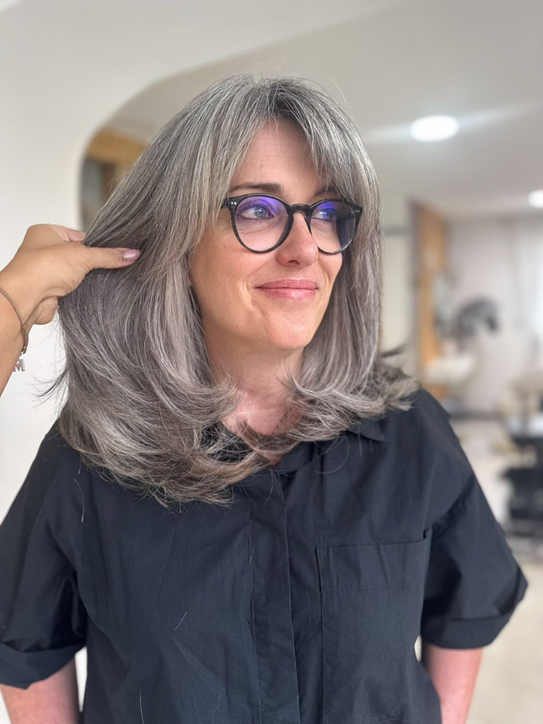 grey blending transition cheveux blancs